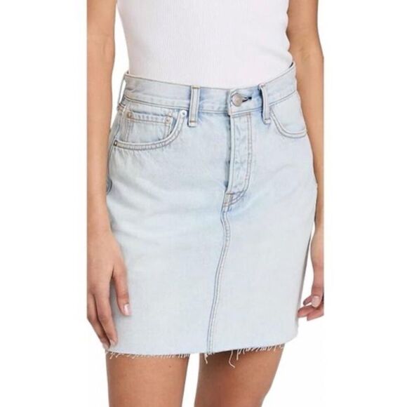 RAG & BONE Women’s High Rise Raw Hem Denim Mini Skirt In Primrose, SZ 30 - Picture 10 of 12